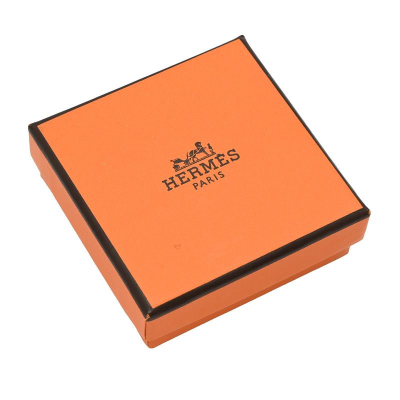 Hermes Earrings Tattersalls Enamel Metal Navy X White Horse Print [box