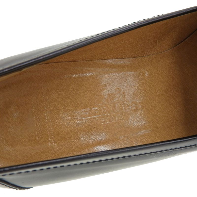 With Box Hermes Vintage Kelly Box Calf Leather Loafers Moccasins Dress Shoes