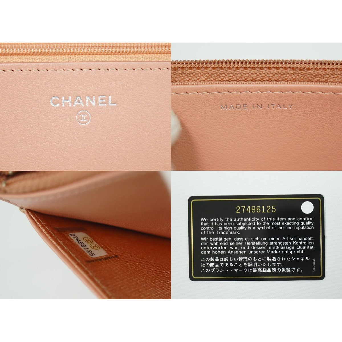 Chanel CC Logo Camelia Chain Shoulder Wallet Leather Pink — view 9