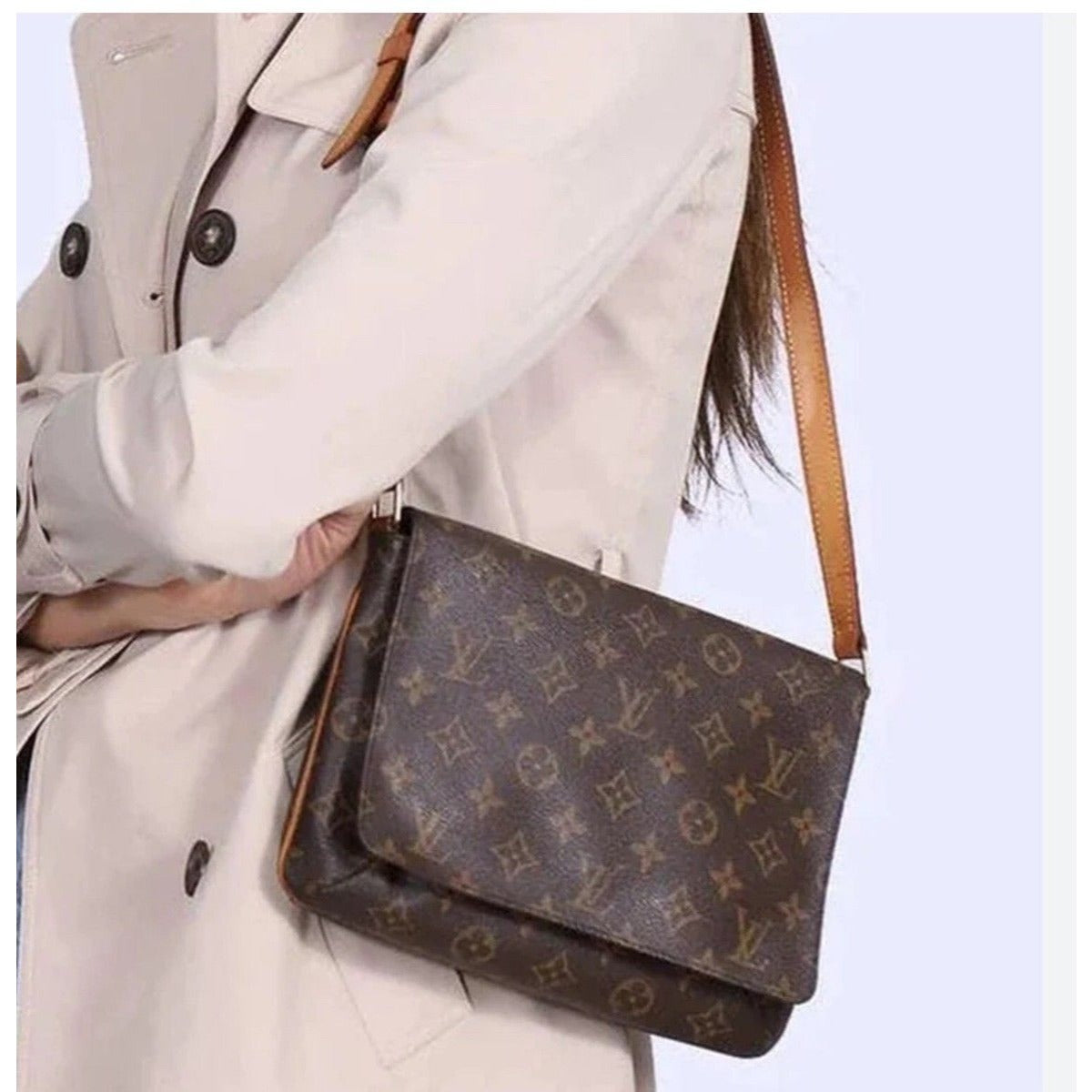 Louis Vuitton Monogram Musette Tango Crossbody Shoulder Bag Brown Tan