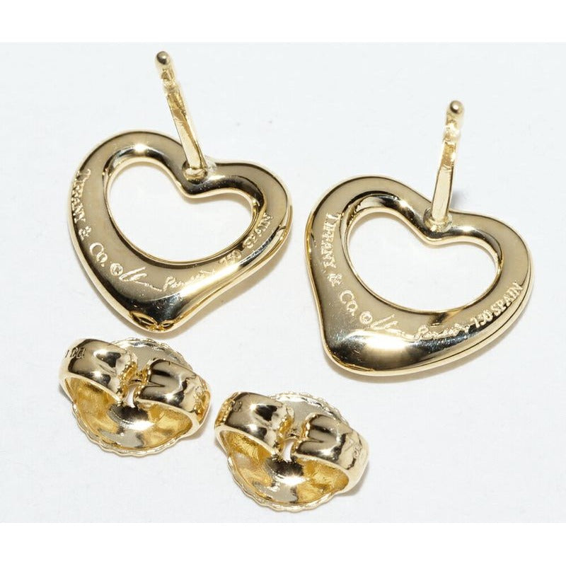 Tiffany & Co Earrings 18K Yellow Gold Elsa Peretti Open Heart 11 mm — view 4