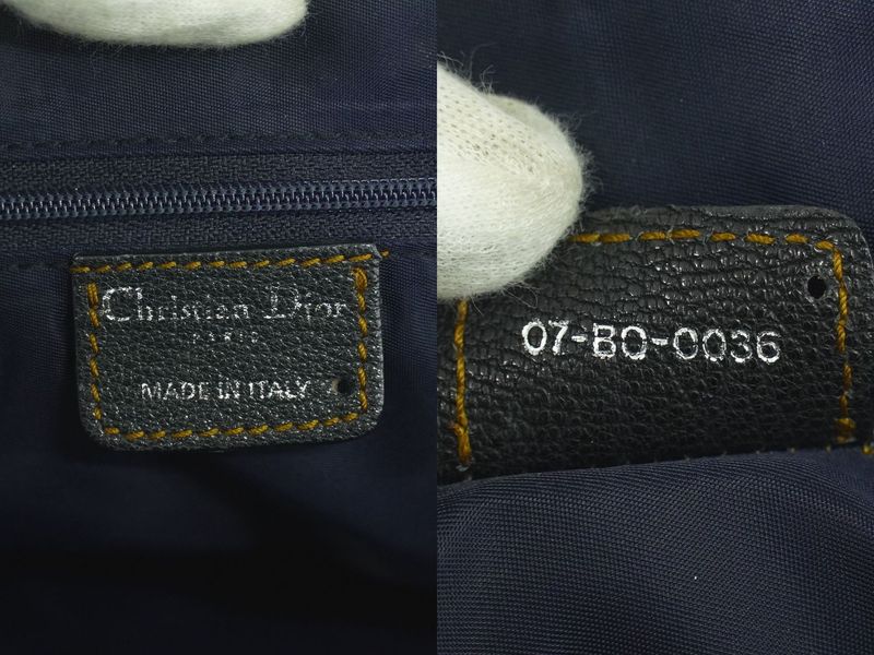 Authentic Christian DIOR Trotter Handbag Canvas Navy Trotter Bag Pre-owned