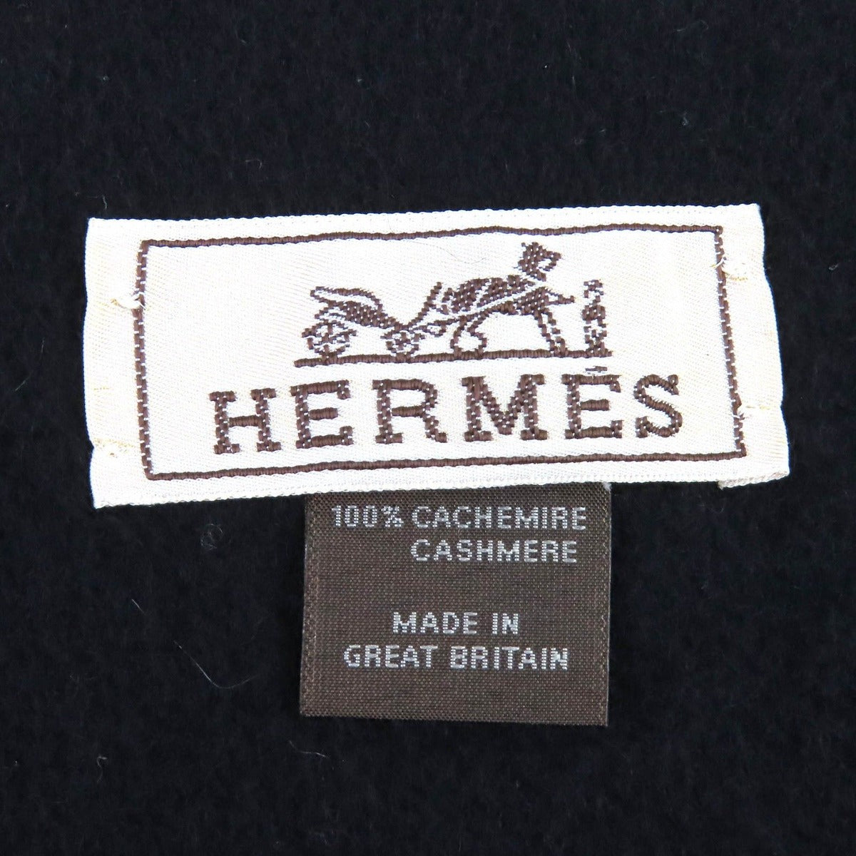 Hermes Cashmere Logo Embroidery Fringe Scarf Shawl Simple — view 7