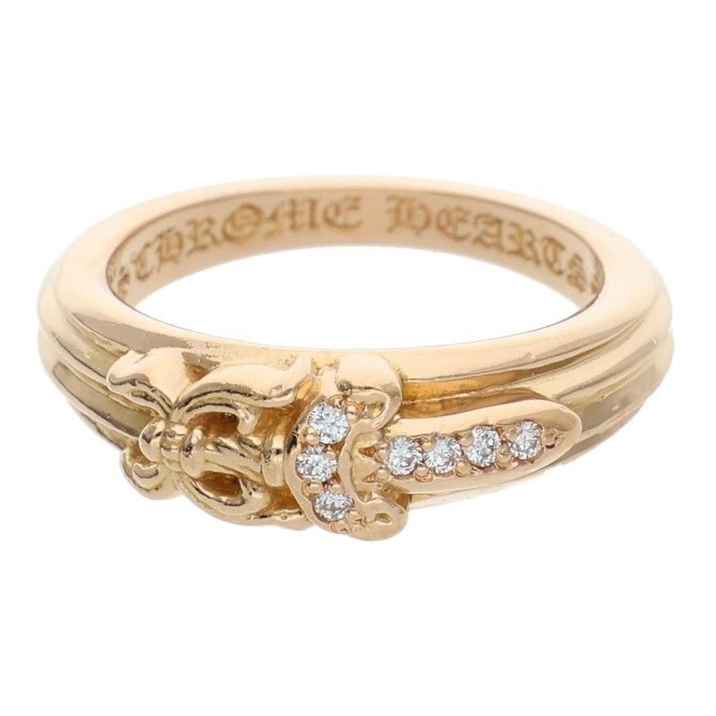 Chrome Hearts 22K Baby P D 22K Classic Dagger Pave Diamond Gold Ring