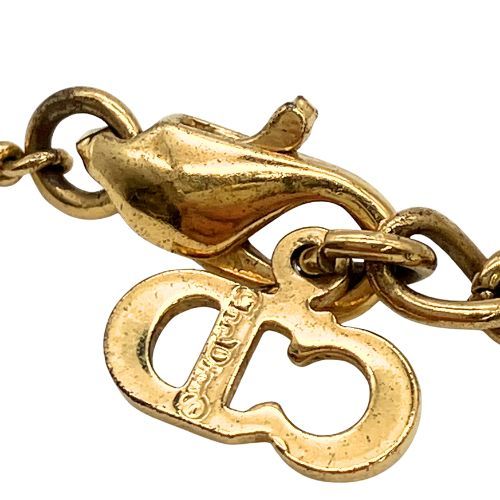 Christian DIOR Necklace Gold Plated Stones Gold Plated Stones Vintage Black