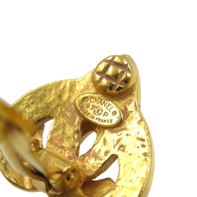 Chanel Coco Mark Vintage Metal Gold Earrings 0208 Chanel