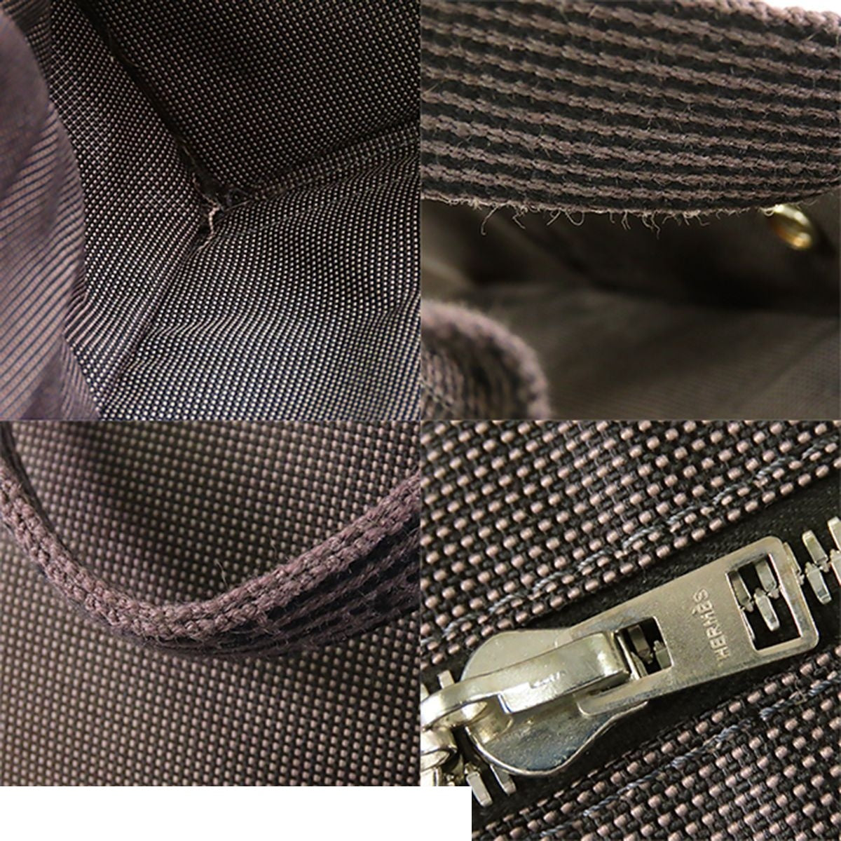 Hermes Her Line TGM Gray Silver Polyester Polyamide Nylon Tote Bag — view 8