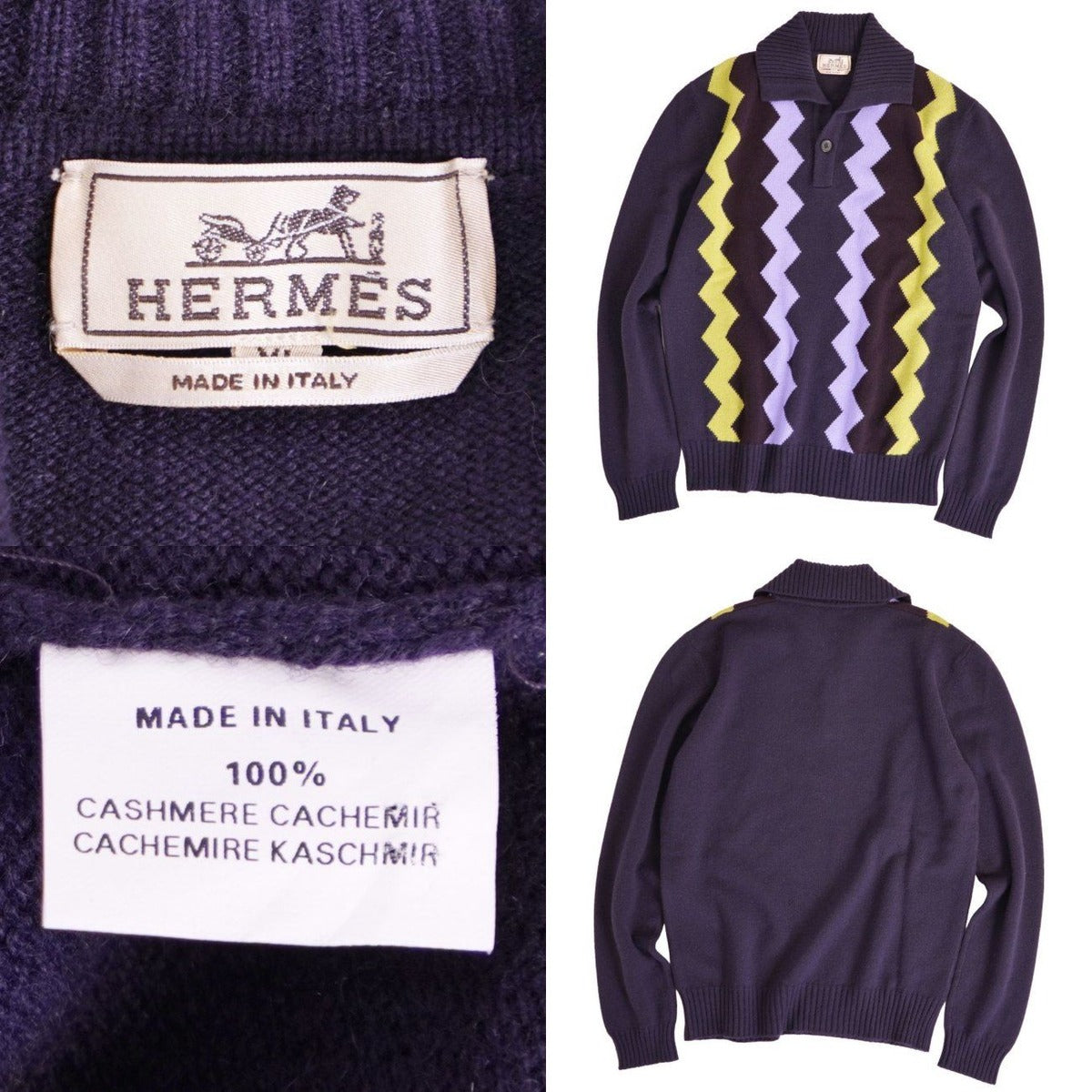 Hermes Knit Sweater Long Sleeve All Over Pattern Cashmere 1 — view 5