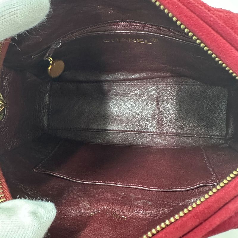 Chanel Bag Women's Brand Shoulder Bag Suede Matelasse Bordeaux Gold Hardware