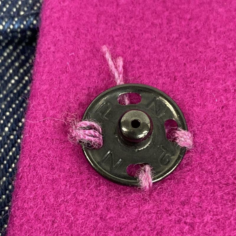 Fendi Jeans Jacket Size IT 42 Women - 595543 Blue And Pink Denim Collarless