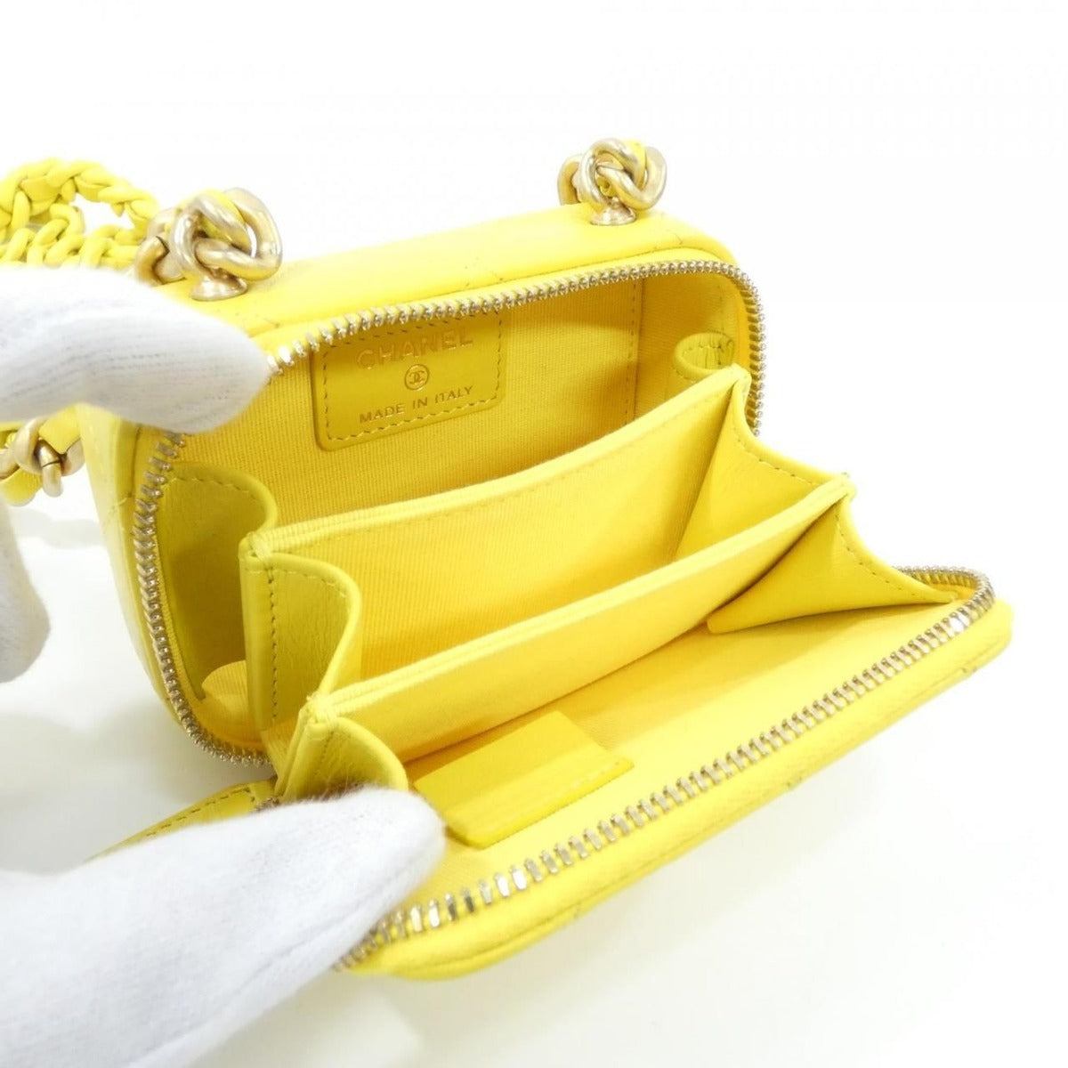 Chanel Chain Clutch Yellow — view 8