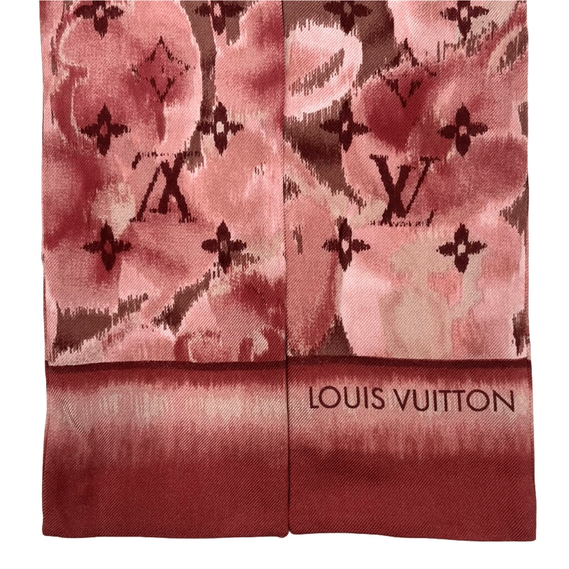 Louis Vuitton Bandeau Rose Andian Monogram Scarf Silk Pink