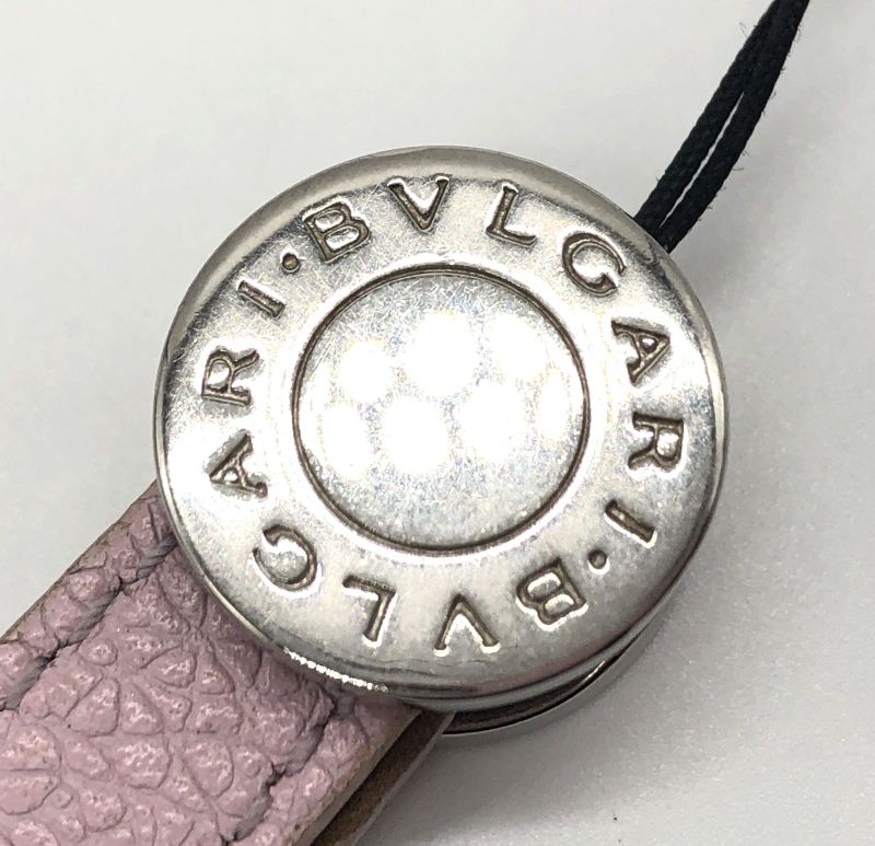 Bvlgari Leather Key Holder Strap Bag Charm Ladies Men's Pink Preowned 005100