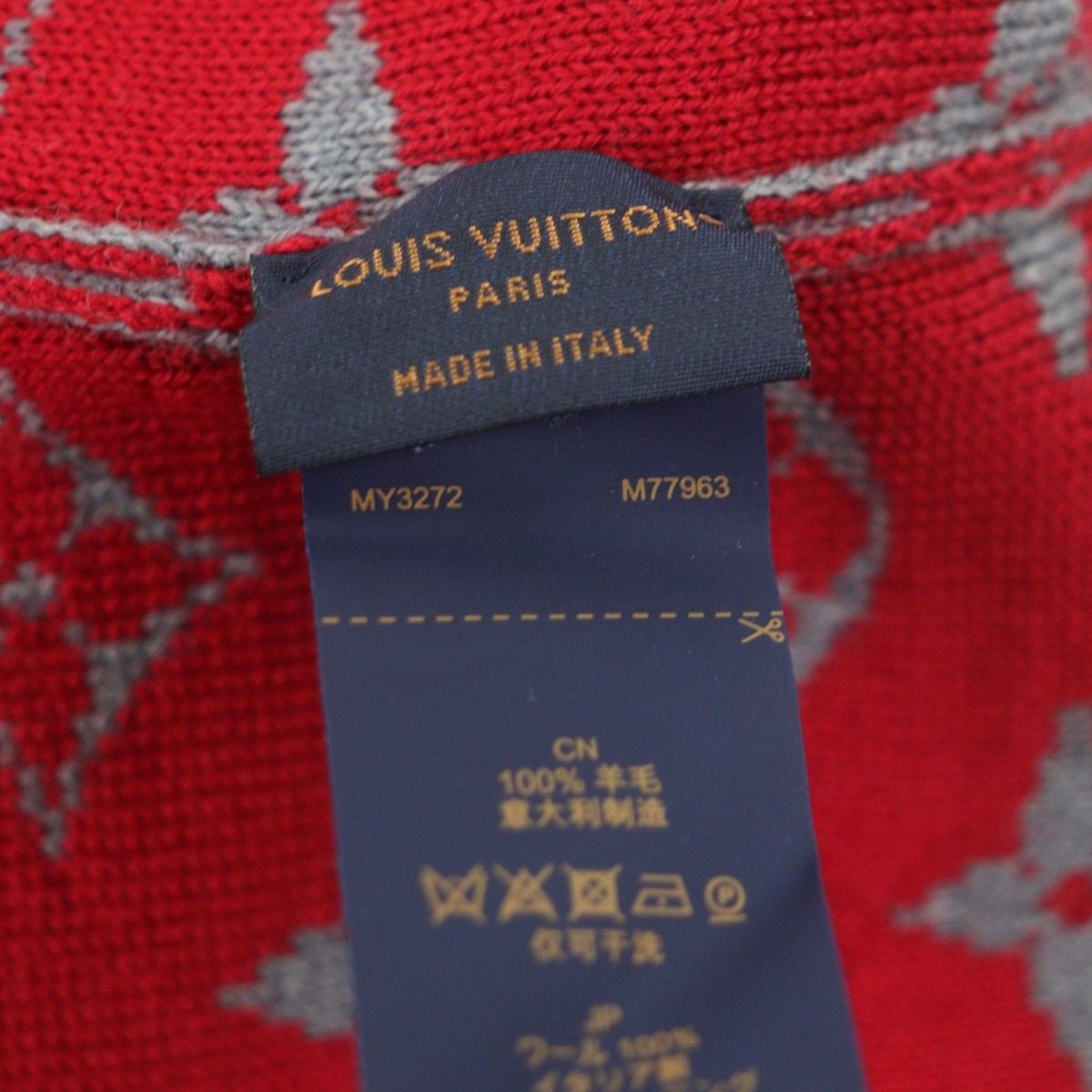Louis Vuitton LV Rabbit Monogram Wool Hat Knit Cap Gray Red — view 10