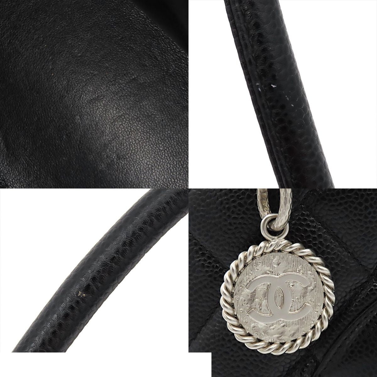 Chanel Reissue Tote Bag Quilted CC Logo Black Silver Caviar Leather — view 8