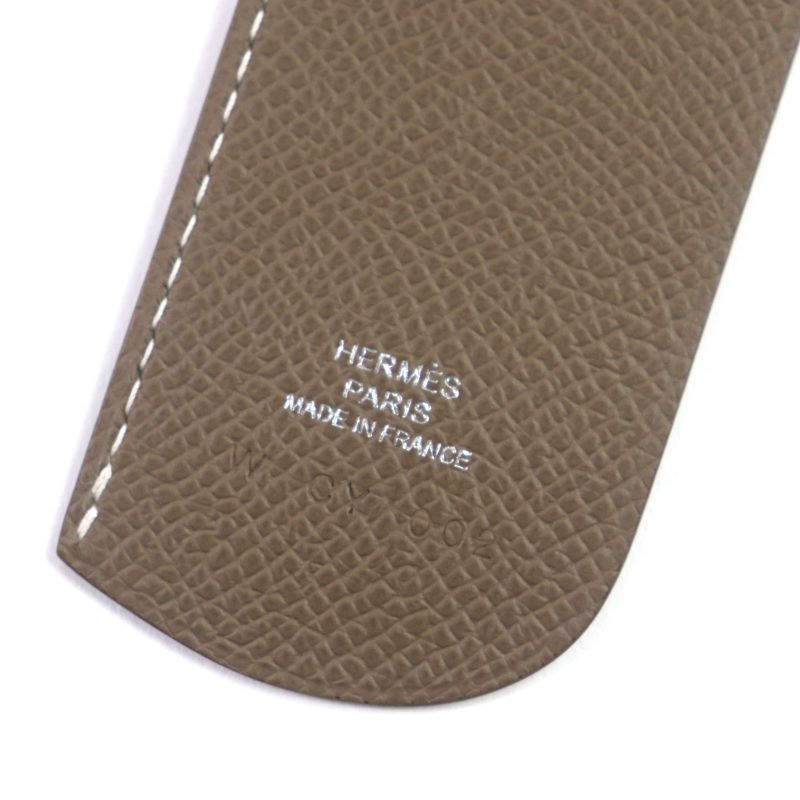 Hermes Saudoupage Etoupe Vaux-epson Leather Bookmark With W Engraved Box Made