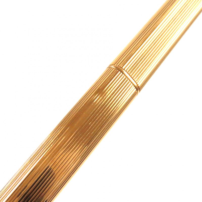 Cartier Vintage Trinity Striped Cap Ballpoint Pen Gold Made In