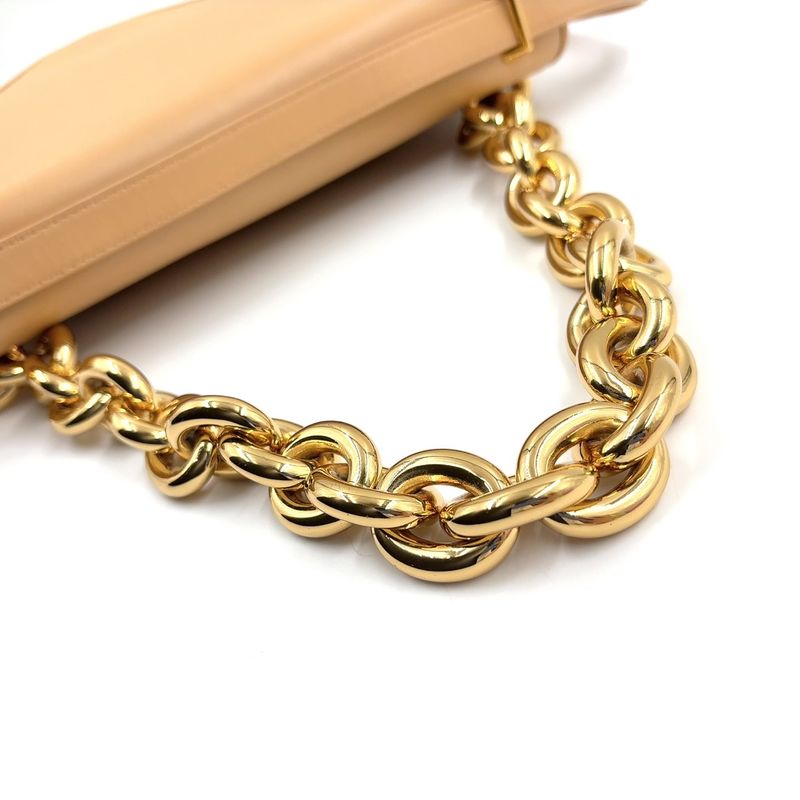 Bottega Veneta Mount Envelope 2WAY Chain Shoulder Leather Beige Handbag Gold