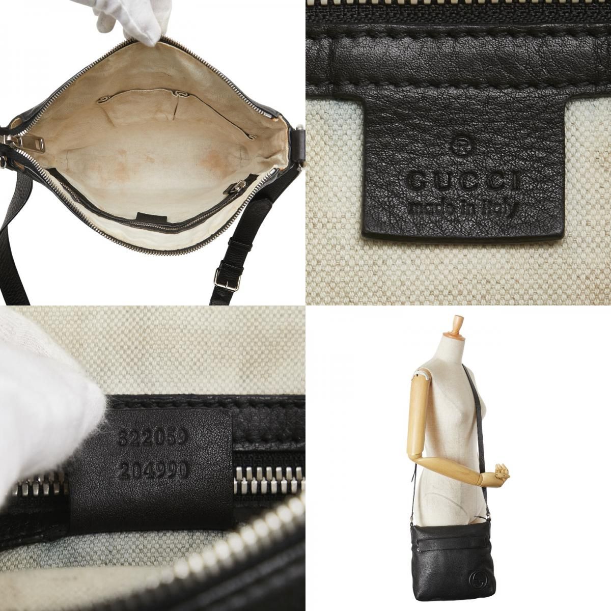 Gucci Interlocking G Crossbody Shoulder Bag 322059 Black Leather Women's Gucci