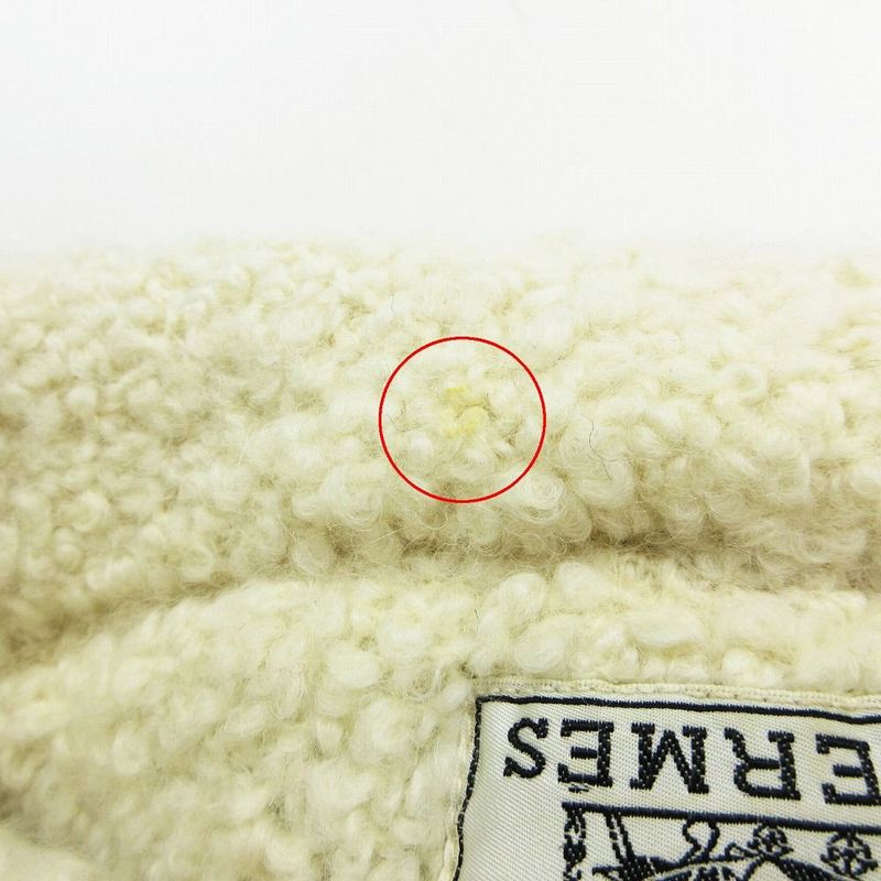 Hermes Alpaca Blend Beanie Knit Cap Hat White 2318 Size 56 Women