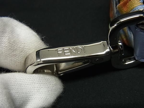 FENDI Strap You Leather And Canvas Flower Bag Shoulder Strap Light