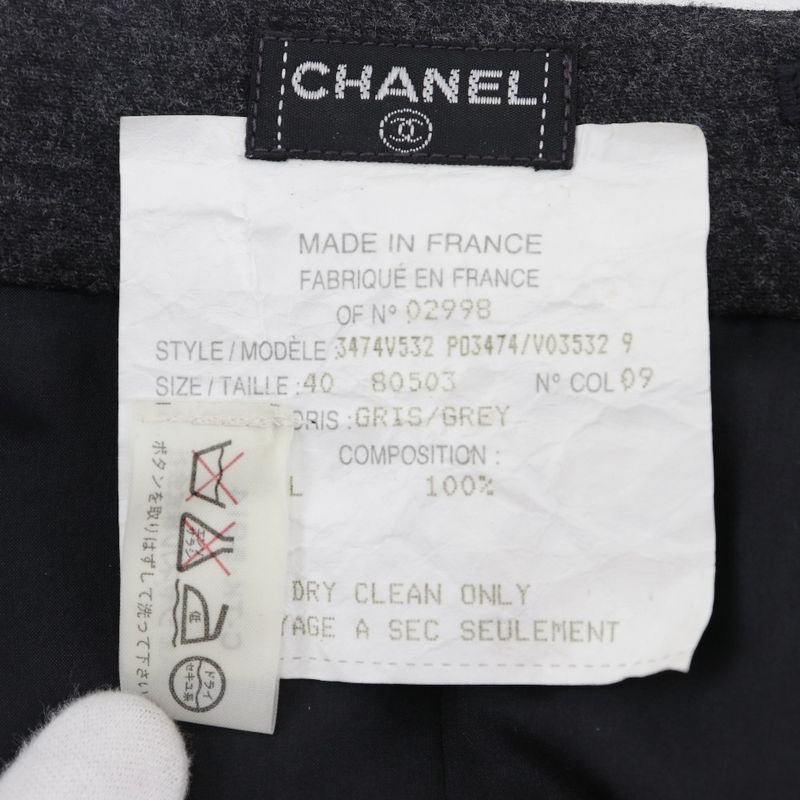 Chanel P03474/v03532 Wool And Silk Gray Women's Skirt
