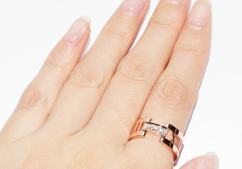 Tiffany & Co Ring 18K Pink Gold Diamond 3P Open Atlas Ring