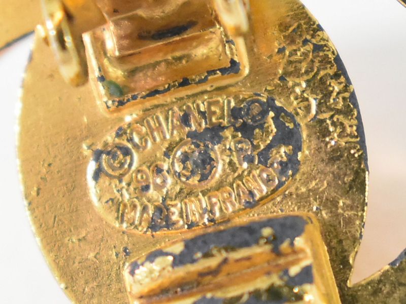 Authentic Chanel Coco Mark Turnlock Earrings GP Gold Plated Coco Mark Accessorie