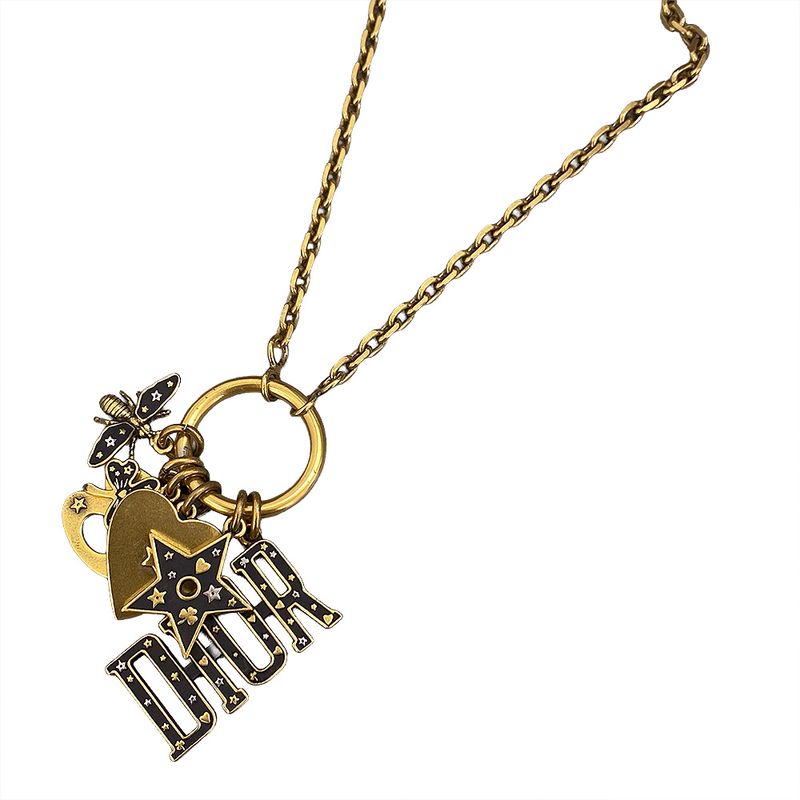 Dior Logo Bee Heart Clover 8 And Star Motif Necklace