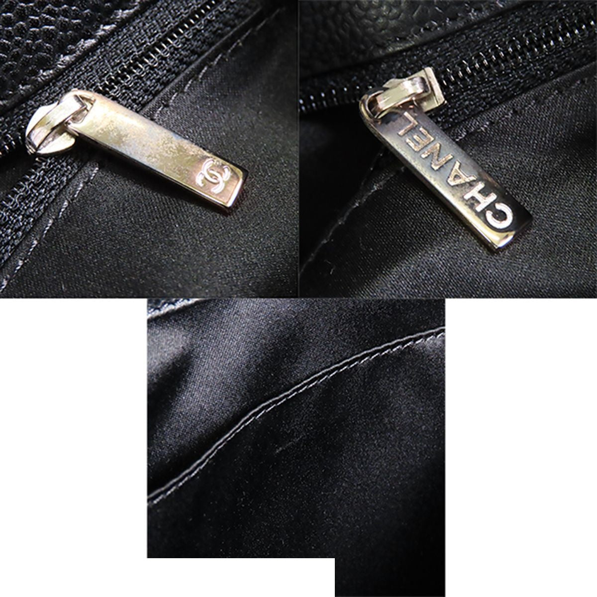 Chanel Grand Shopping Tote Bag GST Black Silver Caviar Leather — view 8