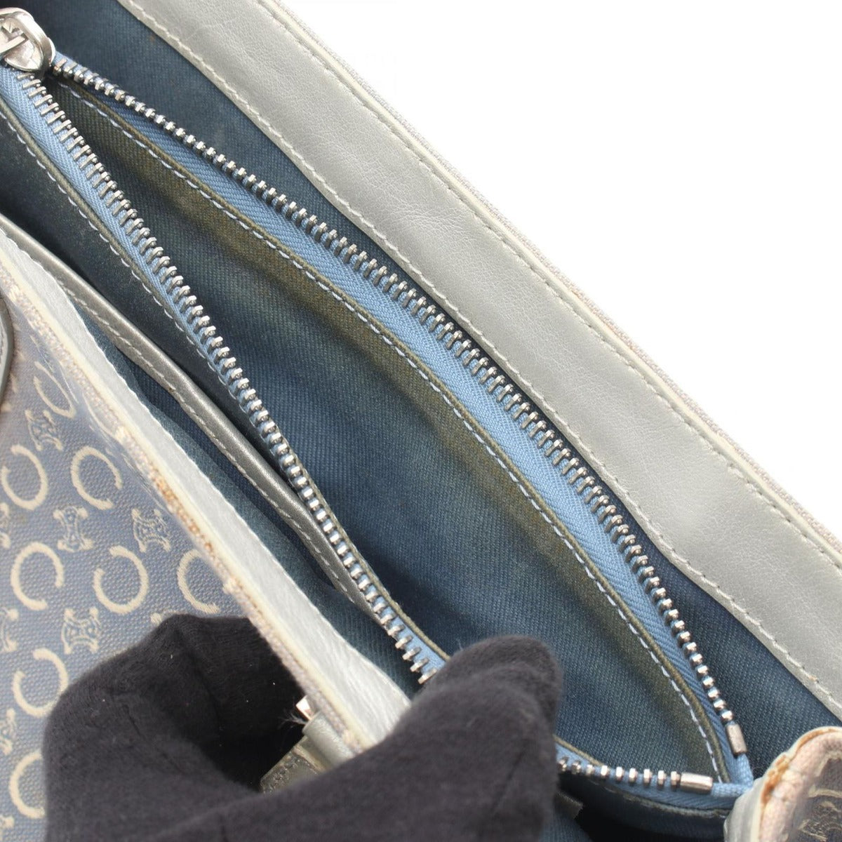 Celine Handbag C Macadam Light Blue Canvas Leather — view 9
