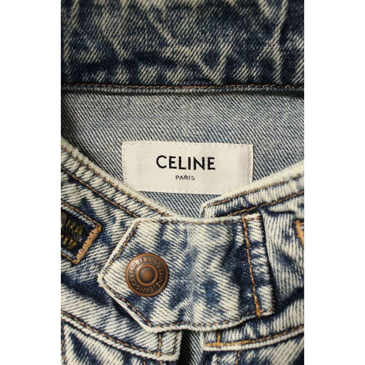 Celine Back Sequin Zip Up Denim Jacket Indigo — view 3