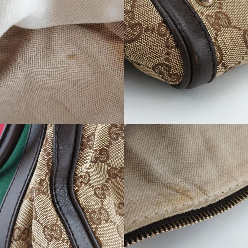 Guccisherry Line Beige And Green And Red Canvas And Leather 247205g010955325