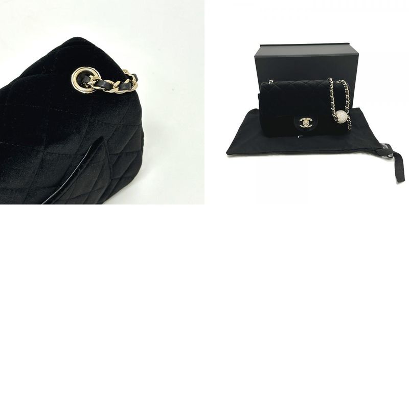 Chanel Shoulder Bag Mini Matelasse 20 As1787 Velour Black