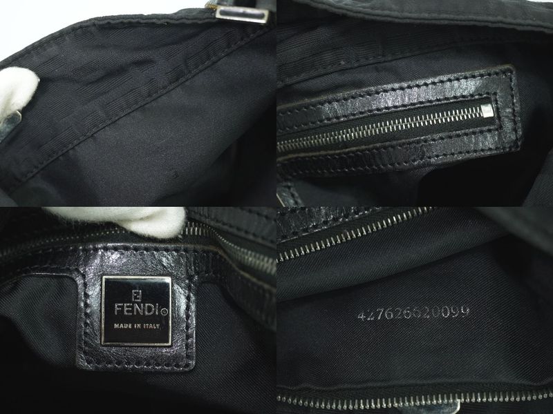 Authentic Fendi Zucca Shoulder Bag Canvas Black Zucca Bag Pre-owned [follow-up