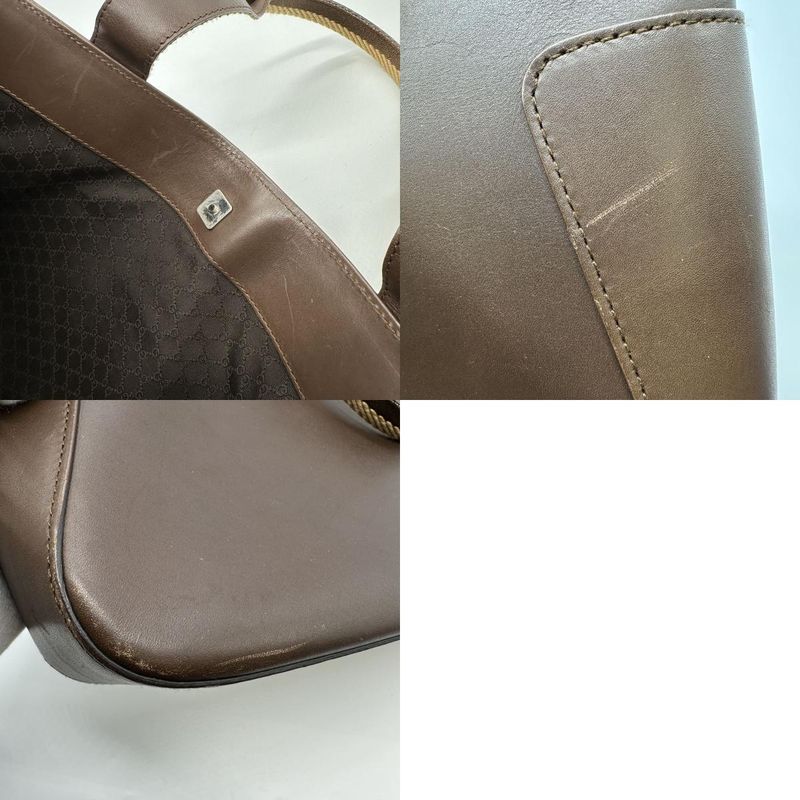 Gucci 002 1135 Handbag Sherry Line Leather Brown Ladies Men Vintage Fashion