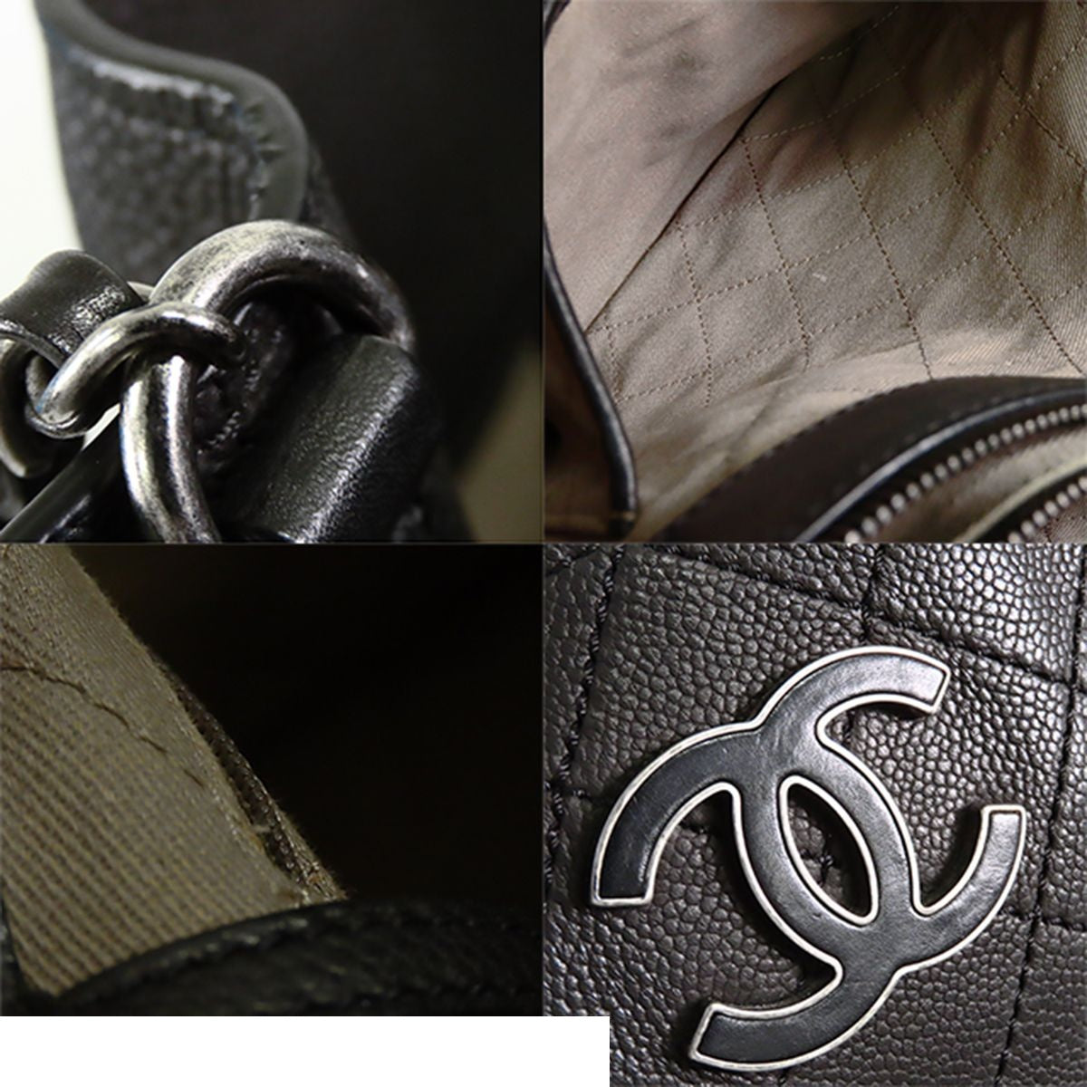 Chanel Wild Stitch Black Silver Caviar Leather 2-Way Tote Shoulder Bag — view 8