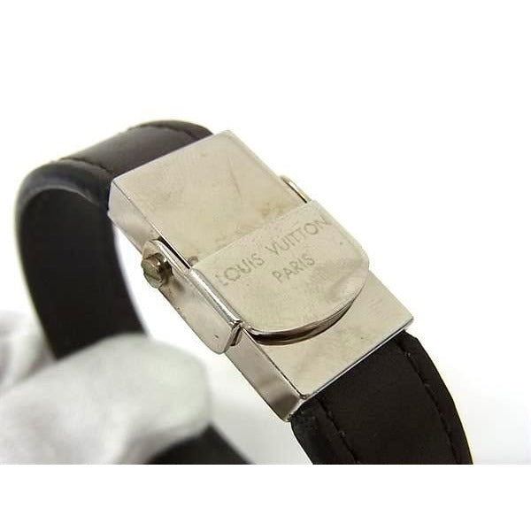 Louis Vuitton Bracelet Clip It Brown Leather Bangle Silver — view 3