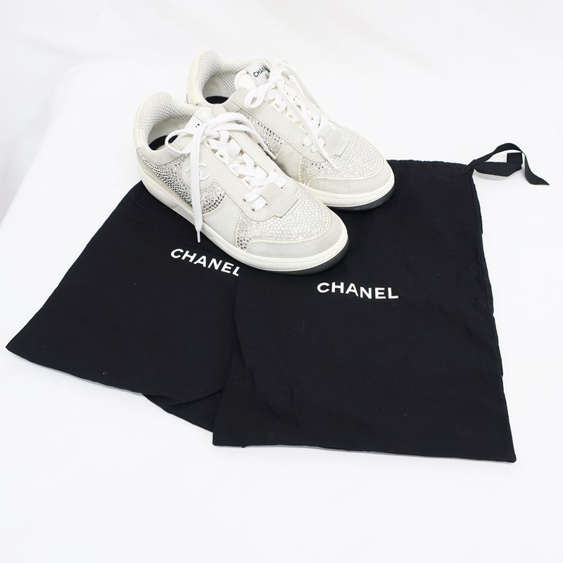 Chanel Sneakers Sequins White Size 36 Approx 23.0cm (9.06in) Coco