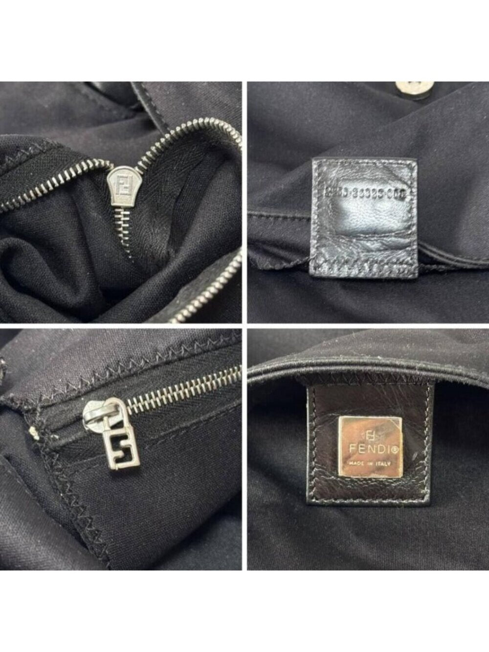 Fendi Mamma Zucca Bucket Baguette Shoulder Flap Bag Black Purse Tote