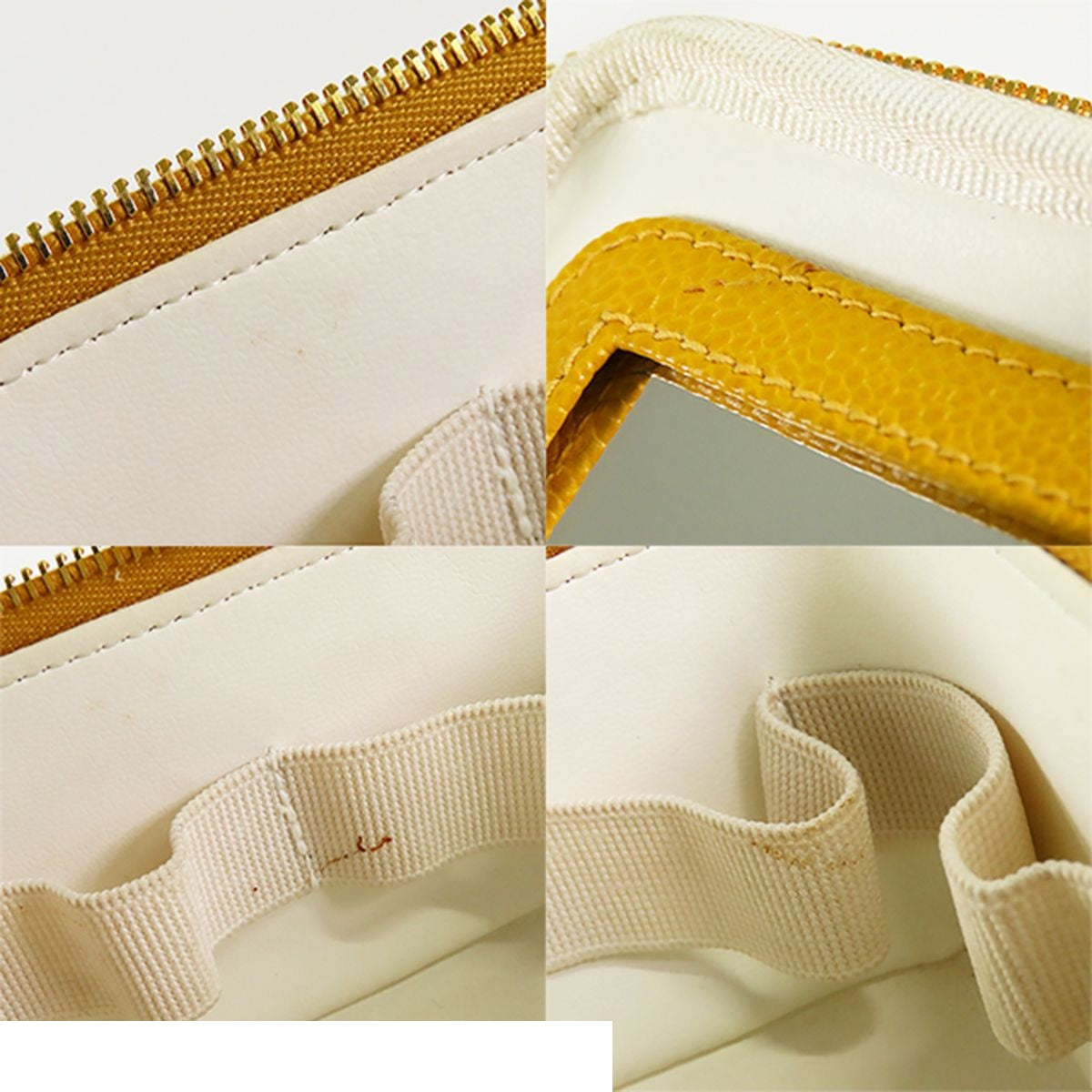 Chanel Vanity Handbag Mustard Gold Caviar Leather with Mirror Coco Stitch Pouch — view 8