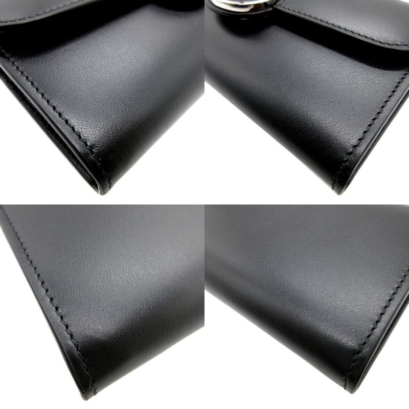 Gucci 762167 Minijohn Double Leather Black Bifold Long Wallet 0140 Gucci