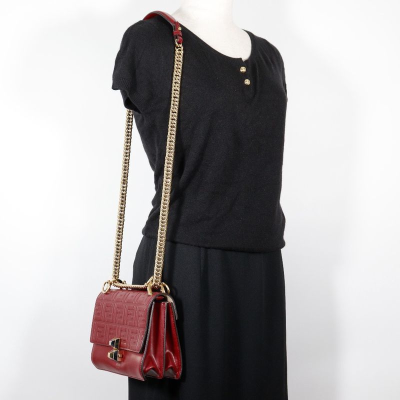 Fendi Mini Canai 8m0381 A417 Calf Red Ladies Shoulder Bag