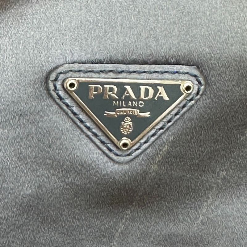 Prada Triangle Logo Pochette Silk Satin Shoulder Bag Prada Light Gray