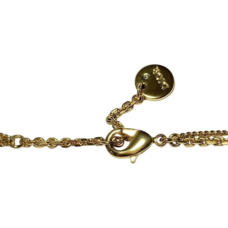 Dior/christian Dior Necklace Petite CD Double Necklace Gold And Clear Star /