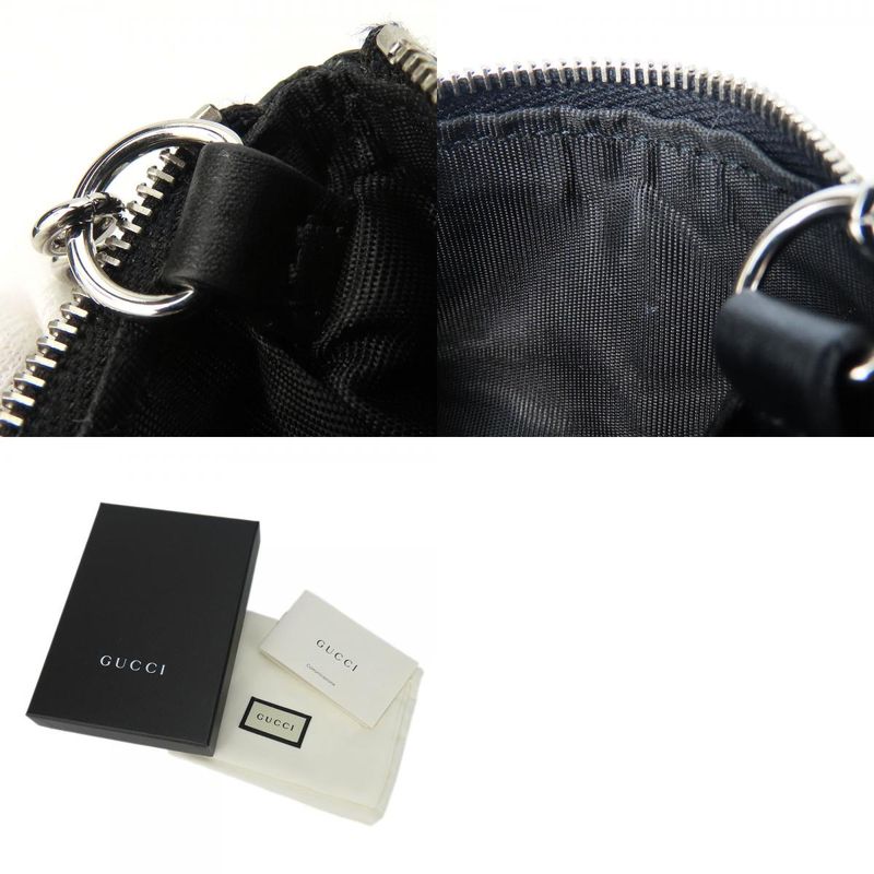 Gucci Coin Case 544476 Striped Leather Black Silver Hardware Small Case Key