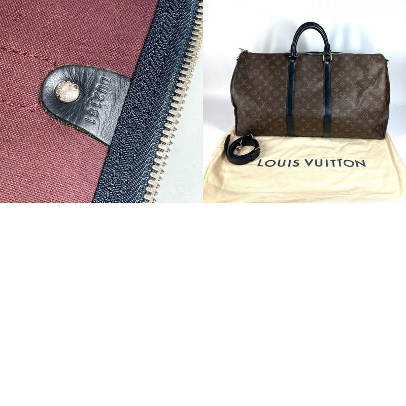 Louis Vuitton Boston Bag Keepall Bandoliere 55 M56714 Monogram Macassar Canvas