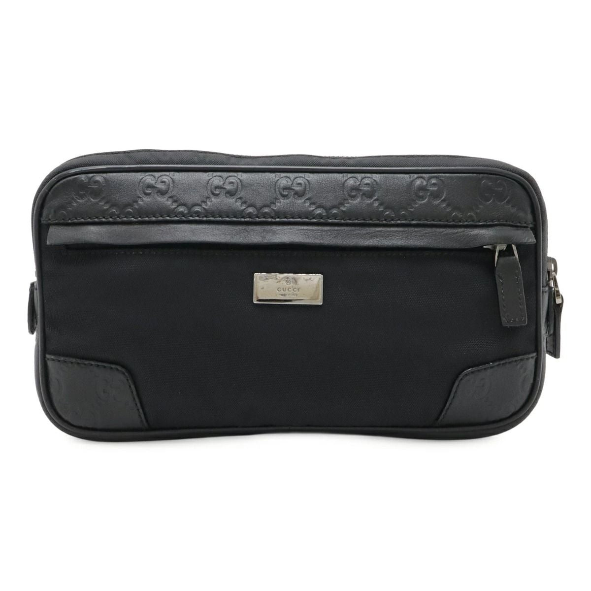 Gucci GG Supreme Monogram Waist Bag Belt Bag Pouch Mens Black Leather