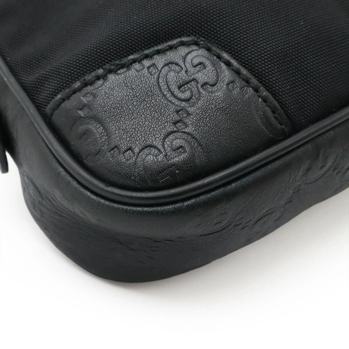 Gucci GG Supreme Monogram Waist Bag Belt Bag Pouch Mens Black Leather