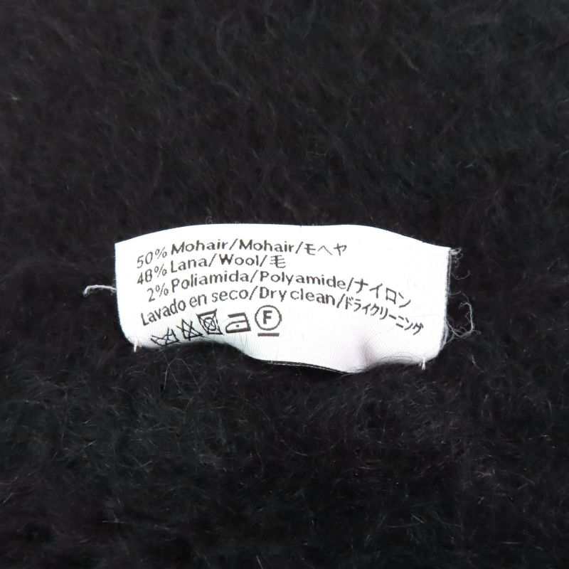 LOEWE Mohair Wool Blend Scarf With Logo Bead Embellishment And Fringe Black